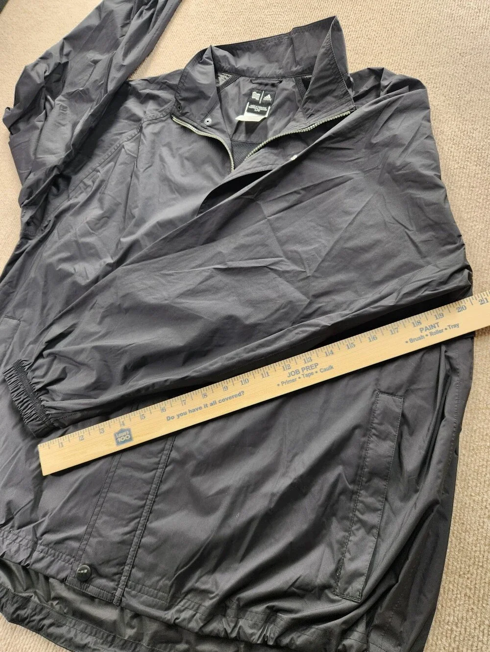 adidas Men's L Full-Zip ClimaShell Windbreaker Rain Jacket Black Stand-Up Collar